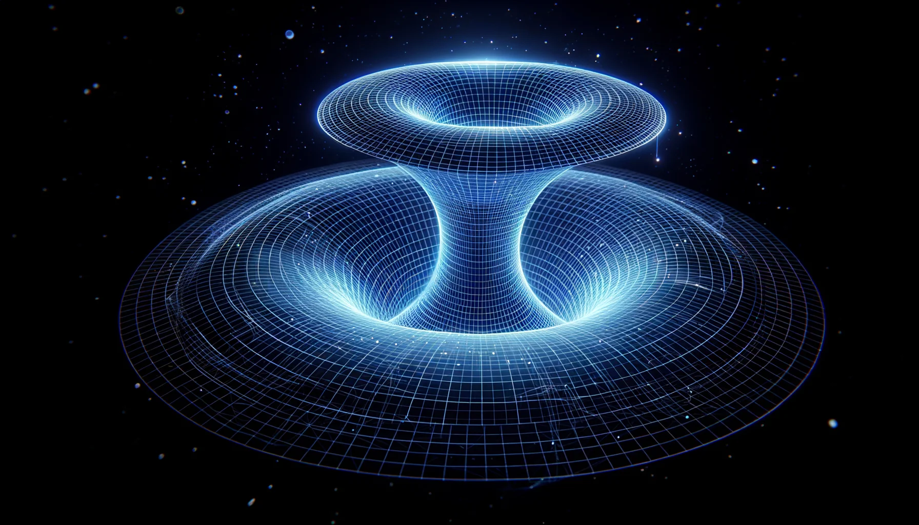 Embedding diagram — two universes connected at the throat